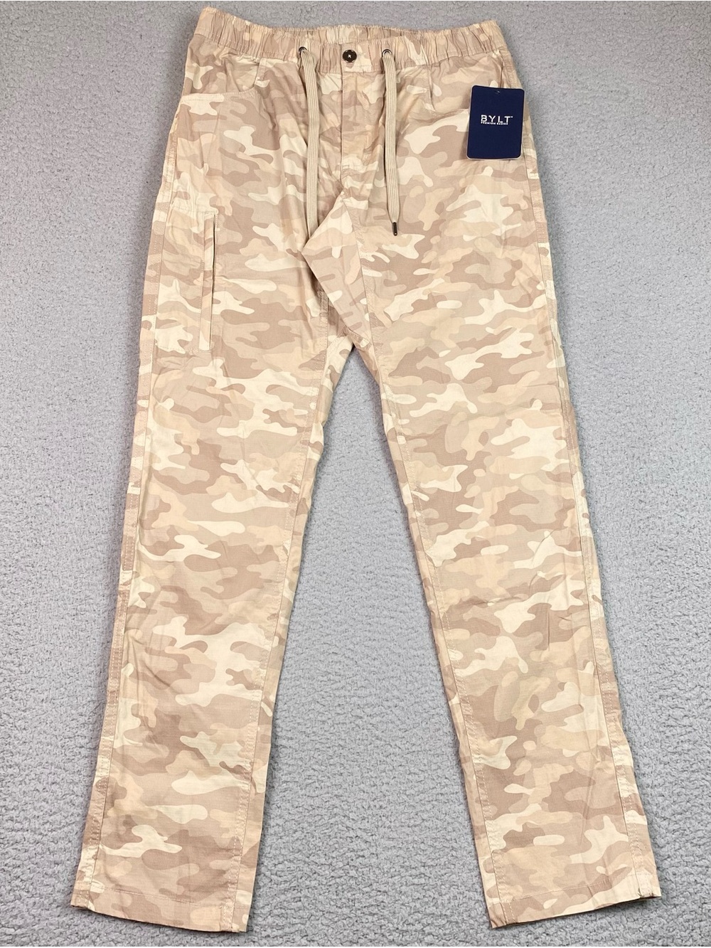 NWT BYLT Ripstop Pants Men's Size M Camo Elastic Waist Drawstring Stretch Cotton